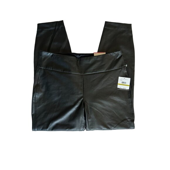 Rafaella Women's Vegan Leather Pants Slacks Sz14 Black Comfort Fit Stretch Waist - Picture 3 of 13